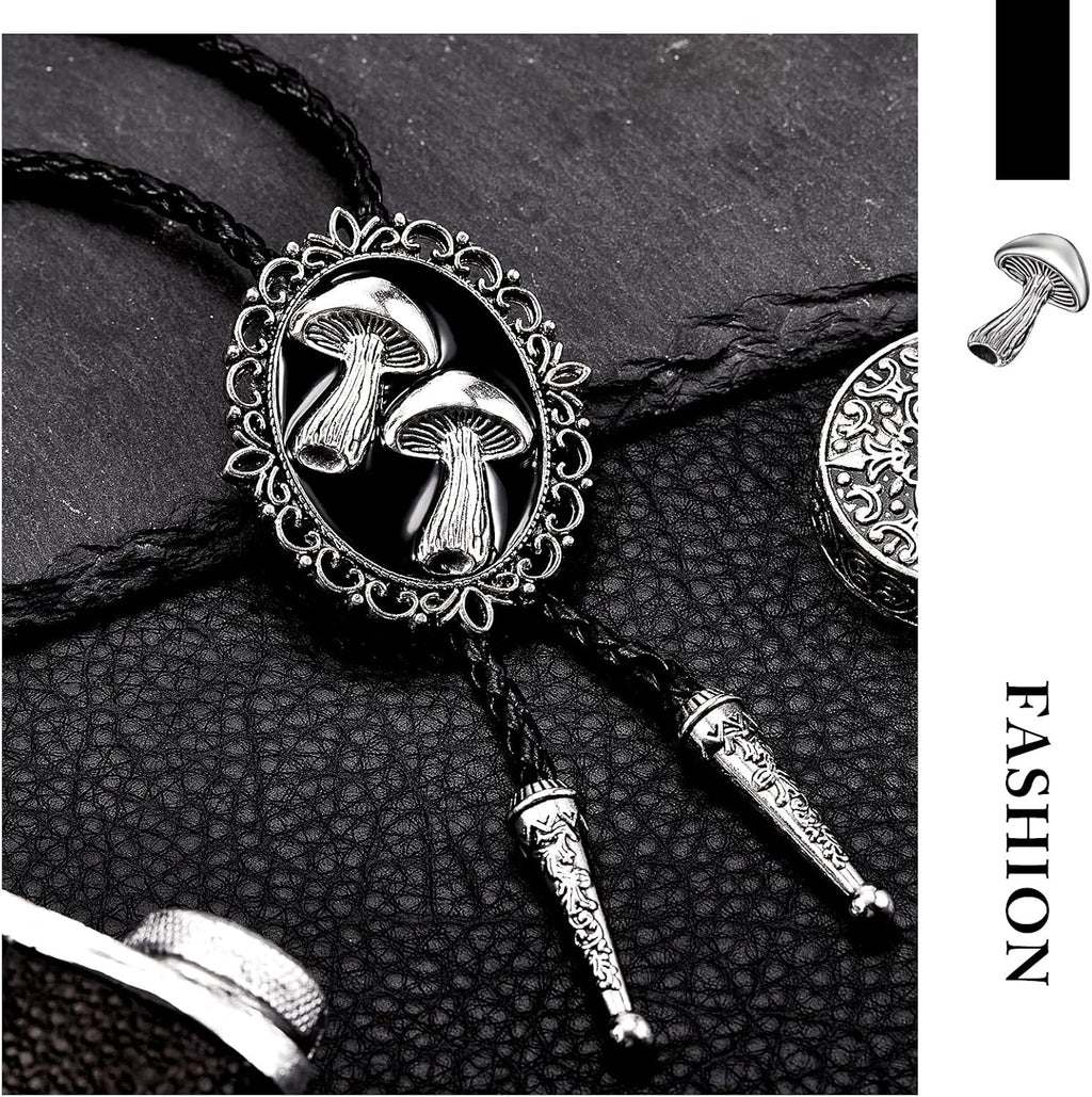 Bolo Tie for Men Mushroom Bolo Tie Western Cowboy Necktie Accessories Punk Retro