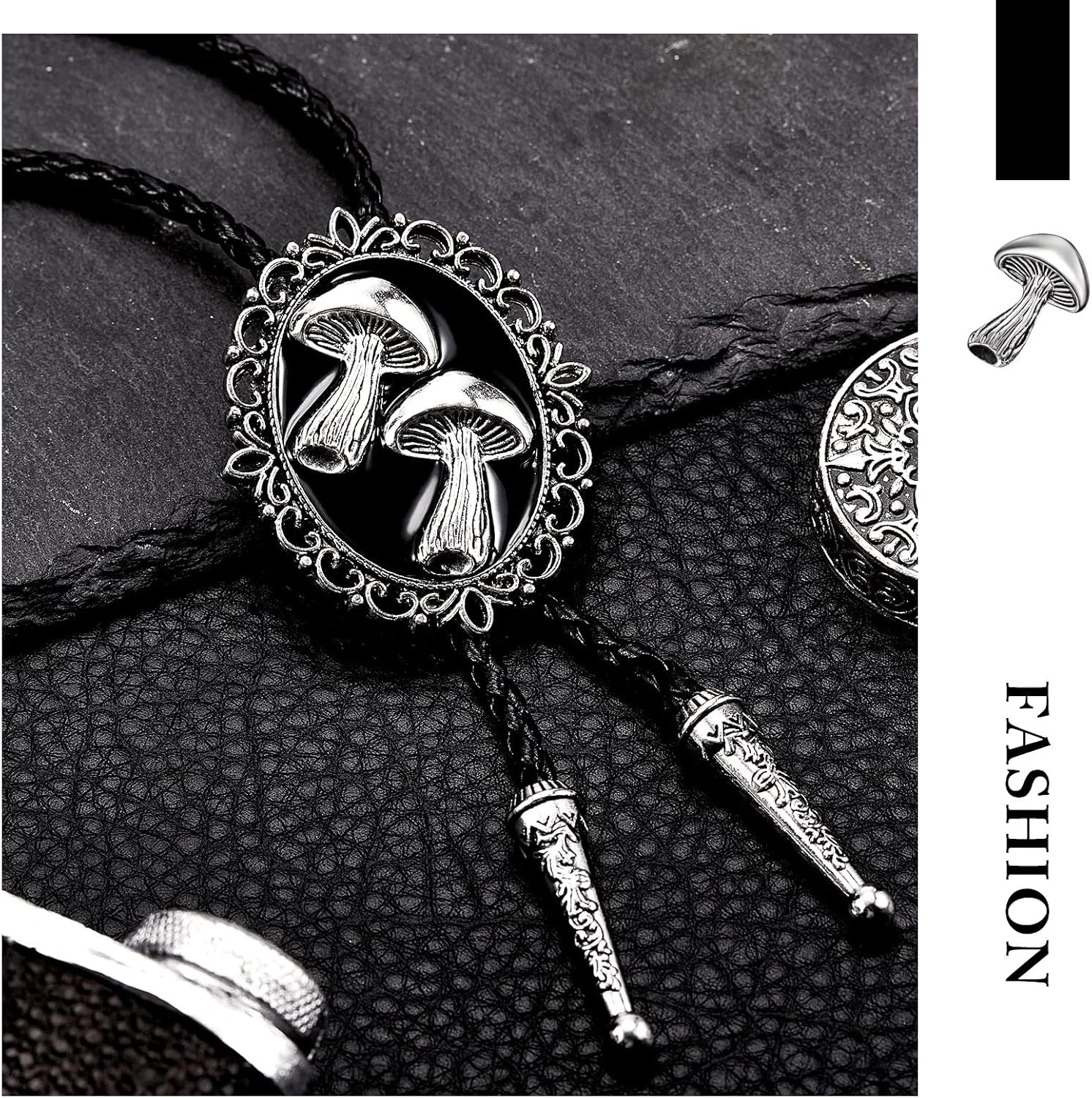 Bolo Tie for Men Mushroom Bolo Tie Western Cowboy Necktie Accessories Punk Retro