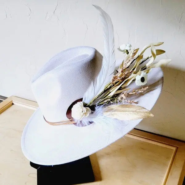 Boho Western Wedding Floral Bridsmaid Hat Bone