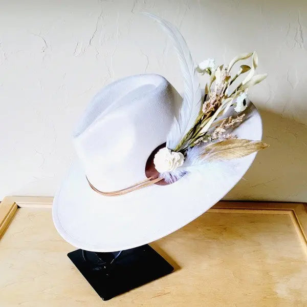 Boho Western Wedding Floral Bridsmaid Hat Bone