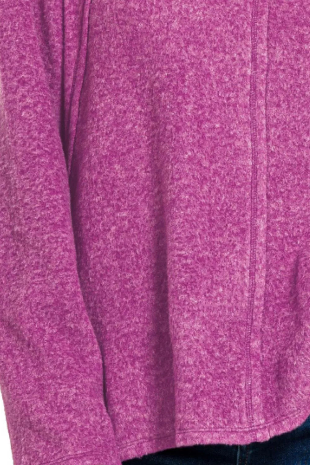 Brushed Hacci Exposed Seam Hi Low Sweater