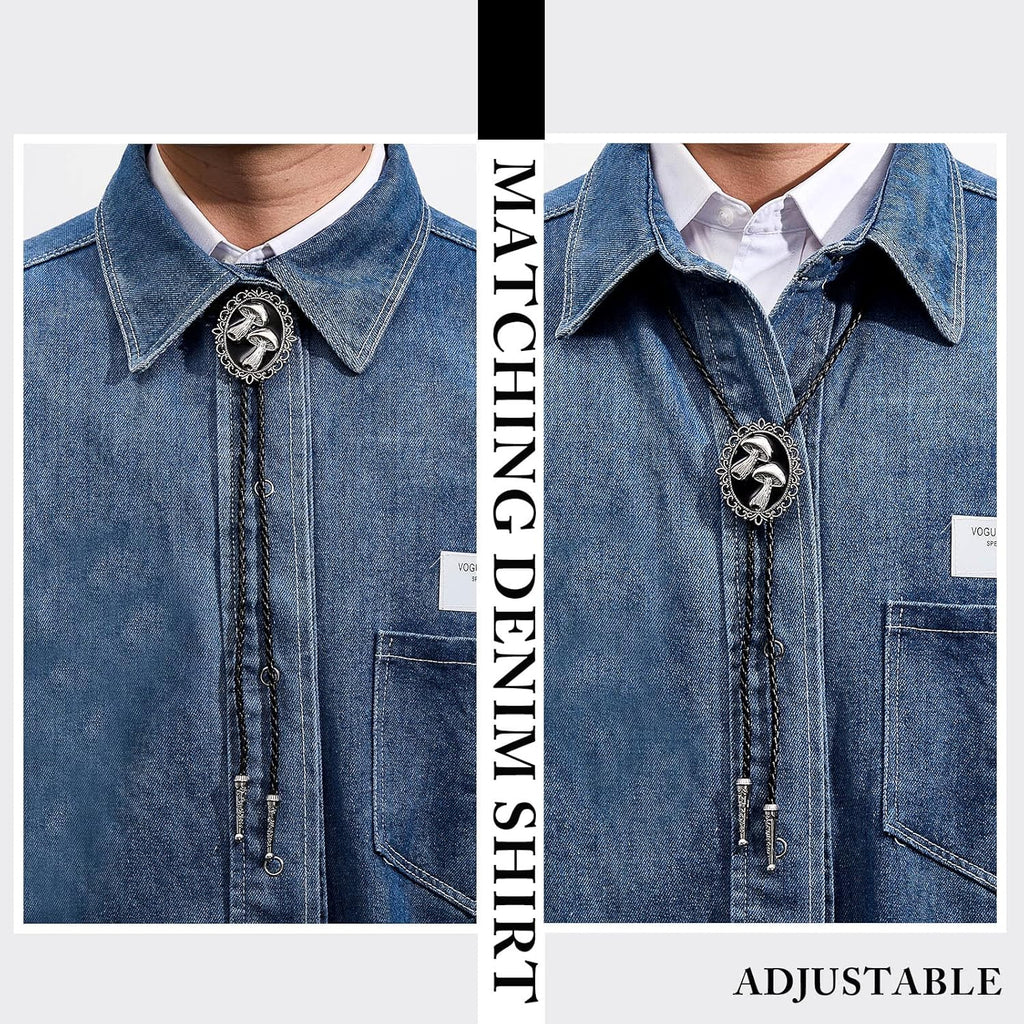 Bolo Tie for Men Mushroom Bolo Tie Western Cowboy Necktie Accessories Punk Retro