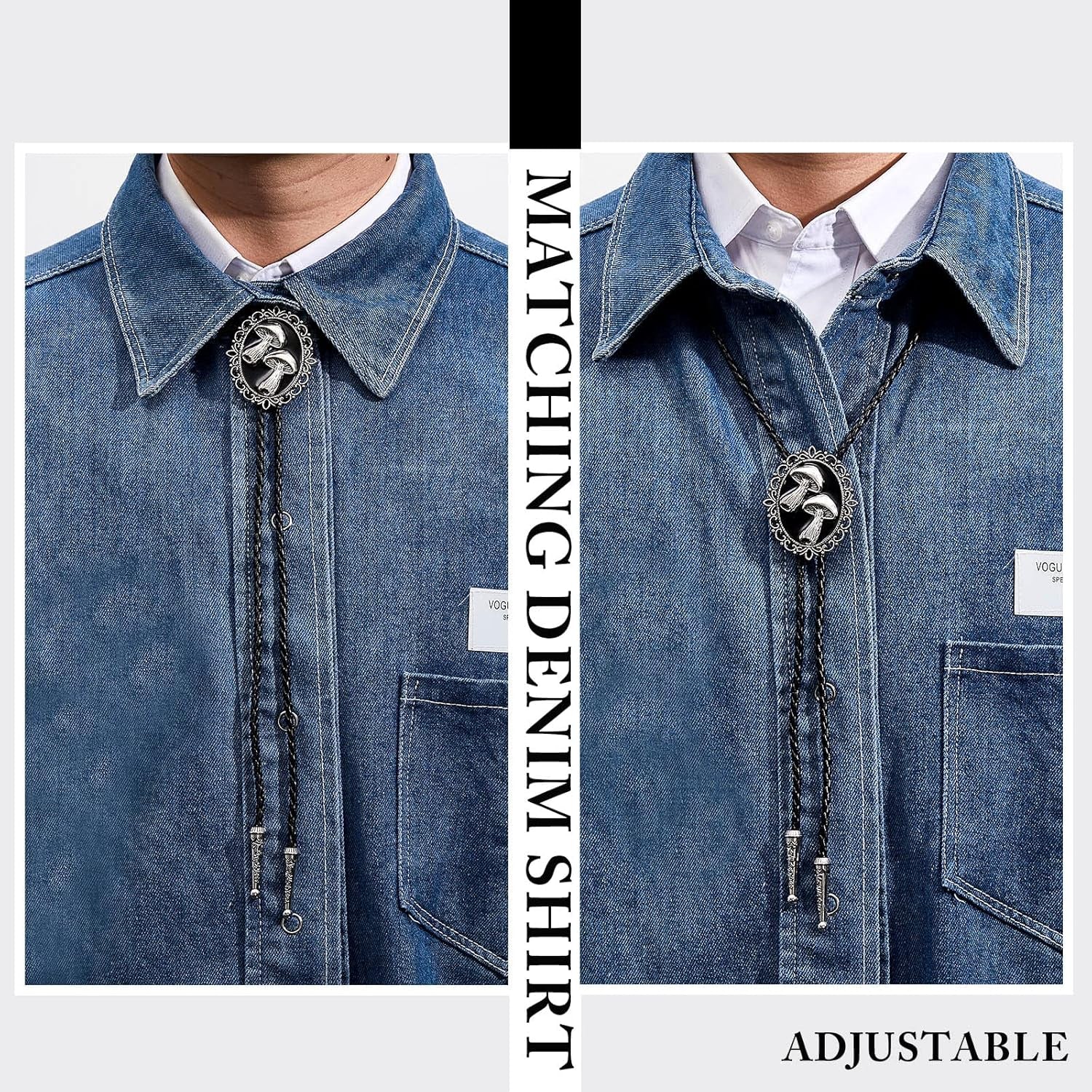 Bolo Tie for Men Mushroom Bolo Tie Western Cowboy Necktie Accessories Punk Retro