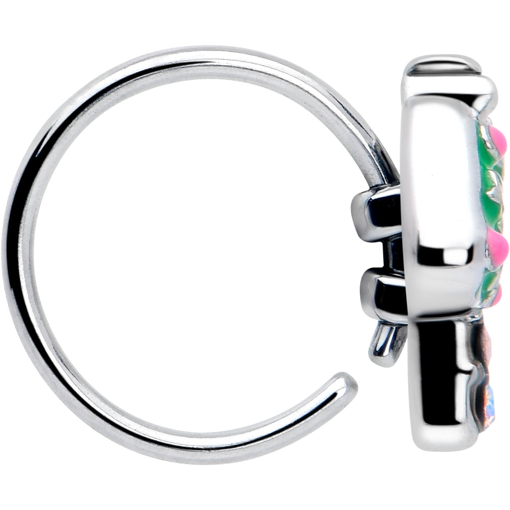 20G 5/16 Aurora Gem Fanciful Green Mushroom Nose Hoop