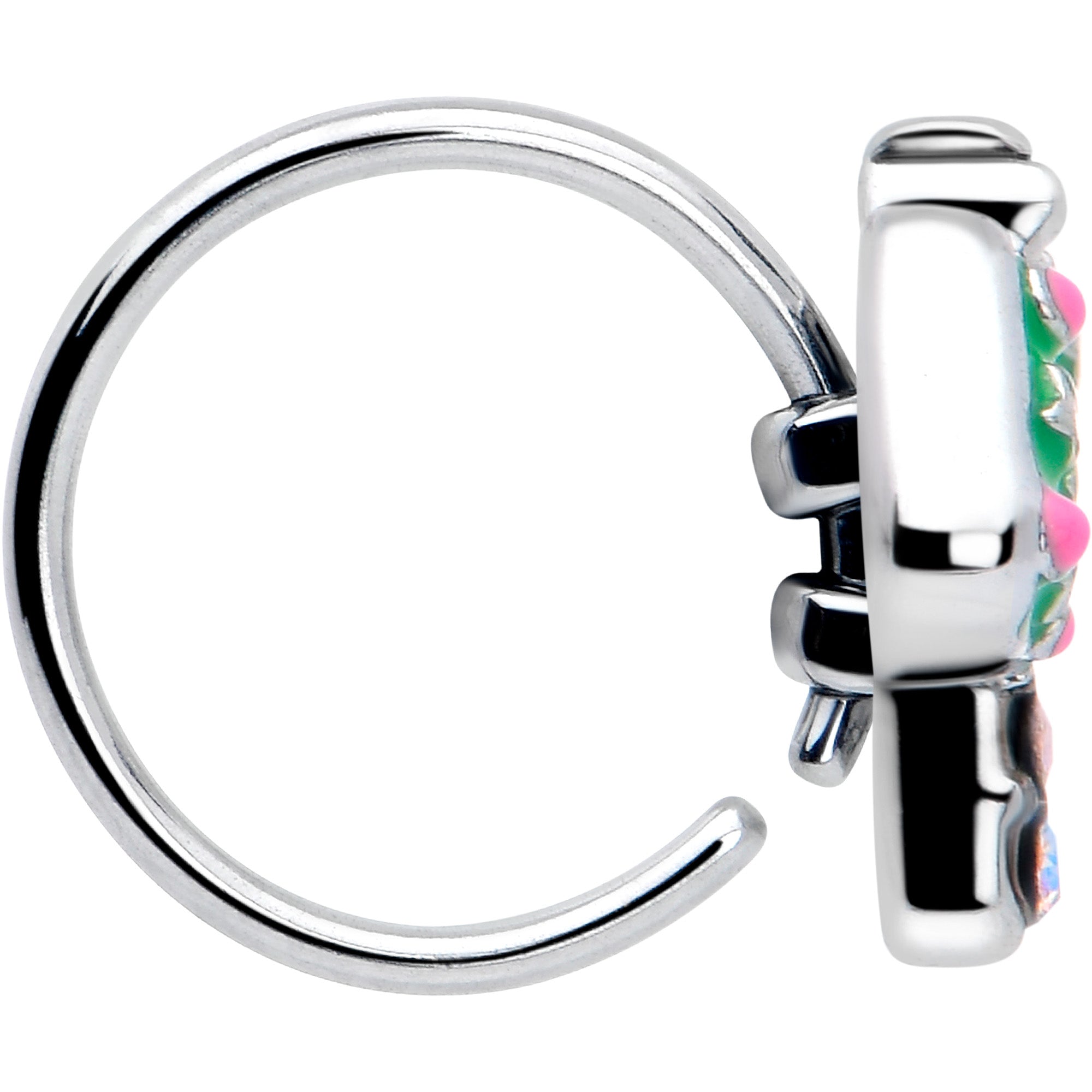 20G 5/16 Aurora Gem Fanciful Green Mushroom Nose Hoop