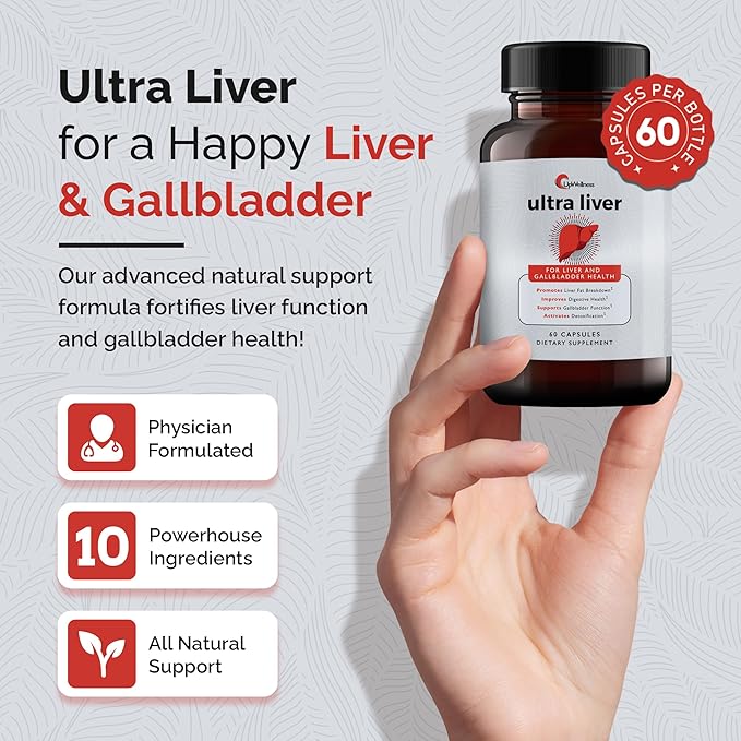 🌿 Ultra Liver Supplement – Advanced Liver & Gallbladder Support | Powered by TMG, NAC, Milk Thistle & Taurine | Detox & Immunity Booster – 60 Capsules