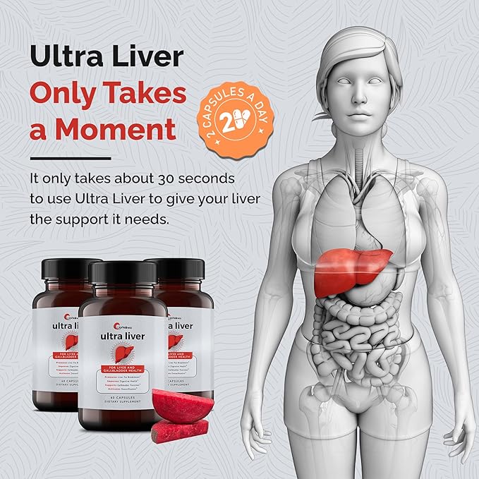 🌿 Ultra Liver Supplement – Advanced Liver & Gallbladder Support | Powered by TMG, NAC, Milk Thistle & Taurine | Detox & Immunity Booster – 60 Capsules