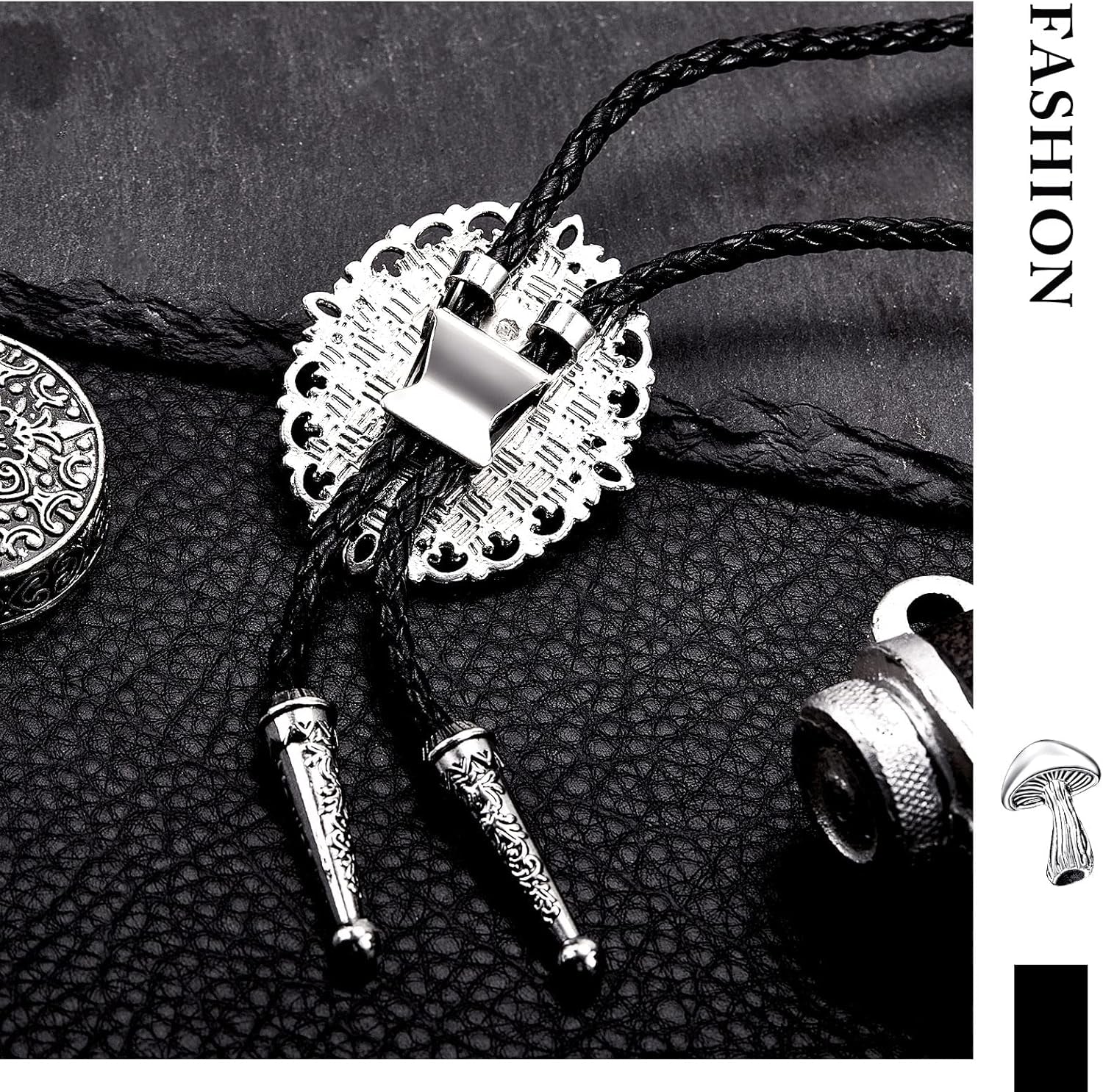 Bolo Tie for Men Mushroom Bolo Tie Western Cowboy Necktie Accessories Punk Retro