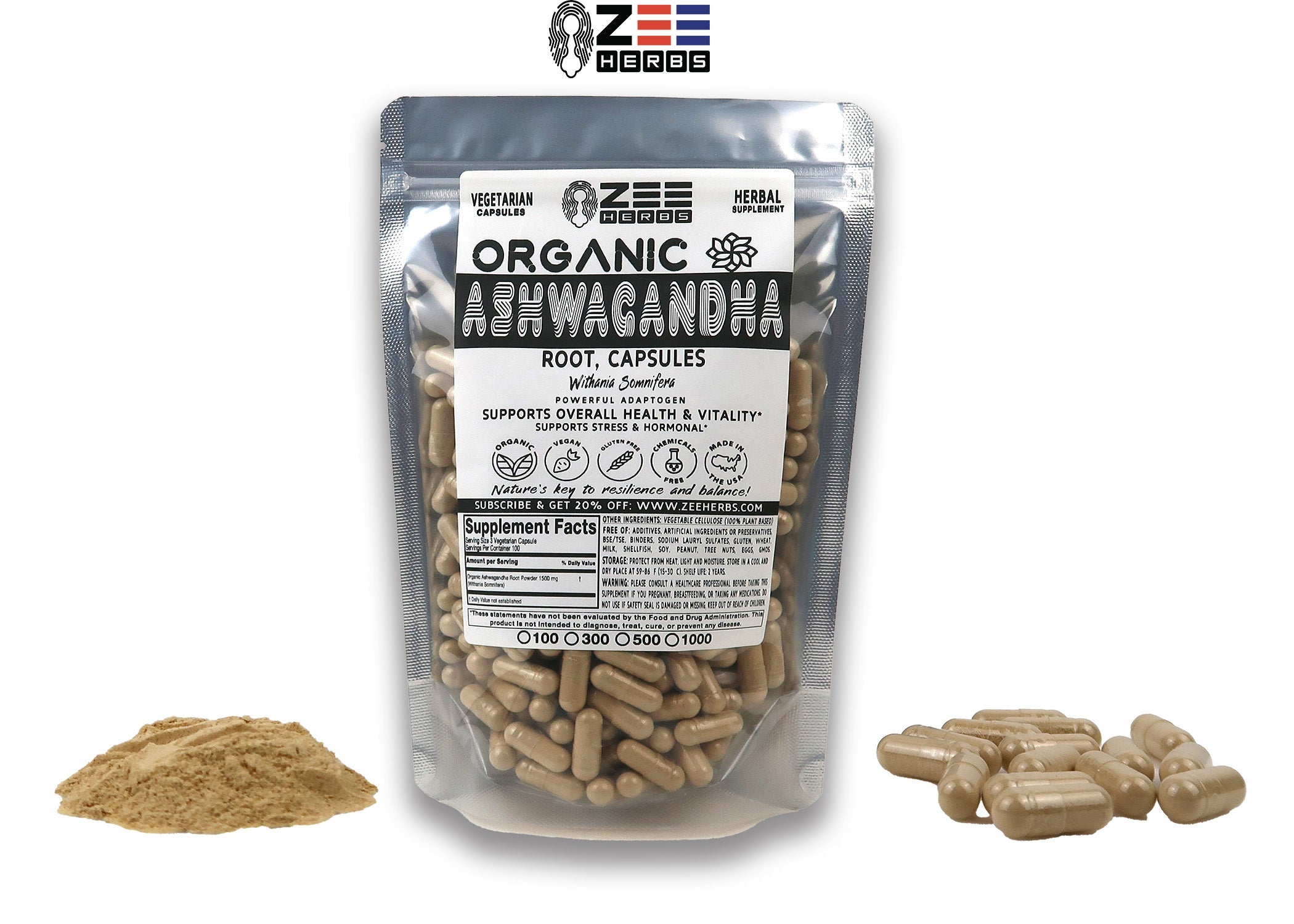 Ashwagandha Capsules - 1500mg Natural Adaptogenic Support for Balance & Vitality