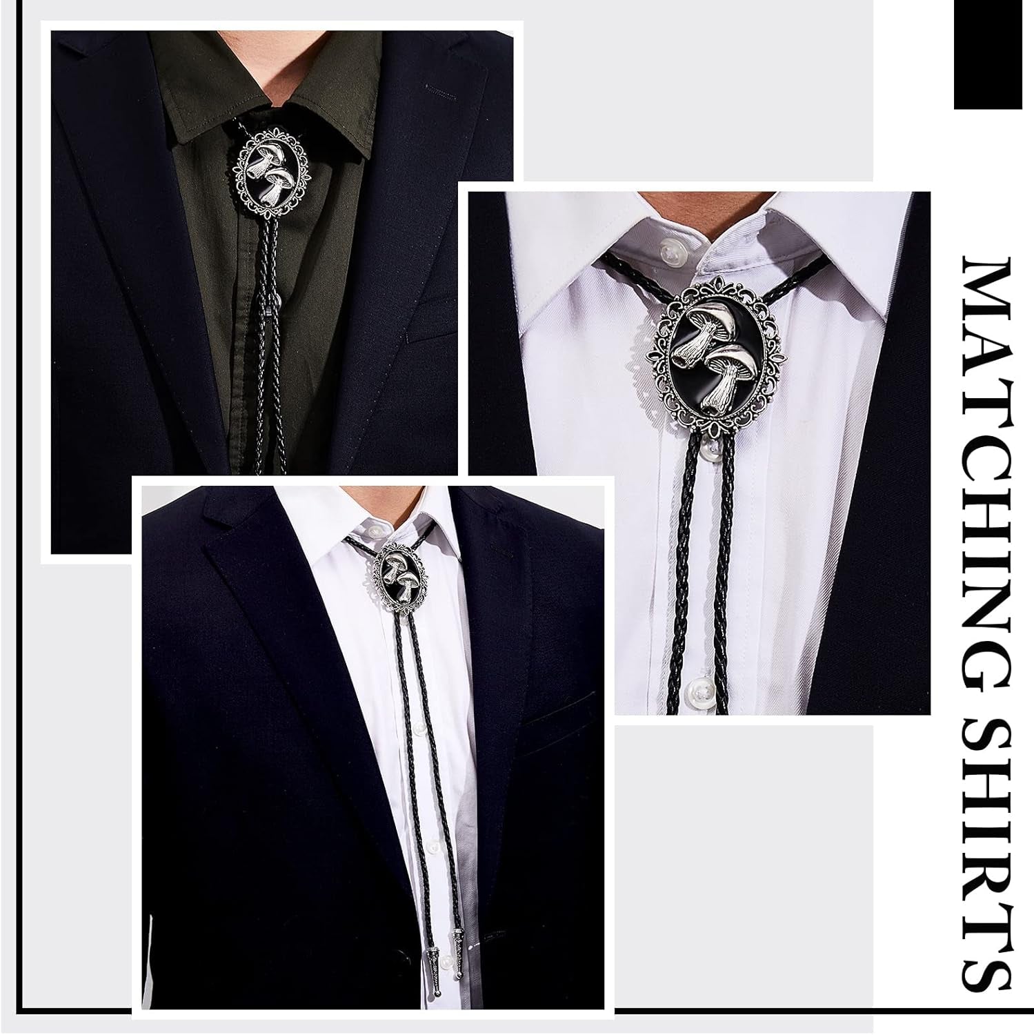 Bolo Tie for Men Mushroom Bolo Tie Western Cowboy Necktie Accessories Punk Retro