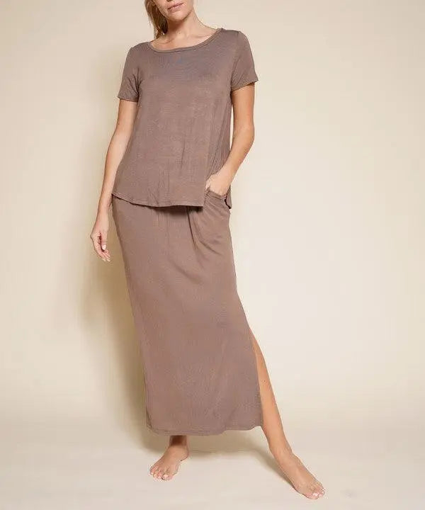 BAMBOO CASUAL LONG SKIRT WITH POCKETS