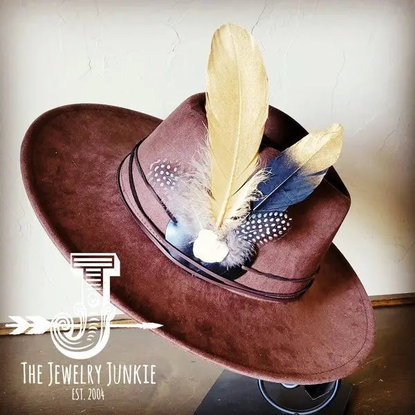 BlackGold Feather&Turq Slab Hatband Choice Hat