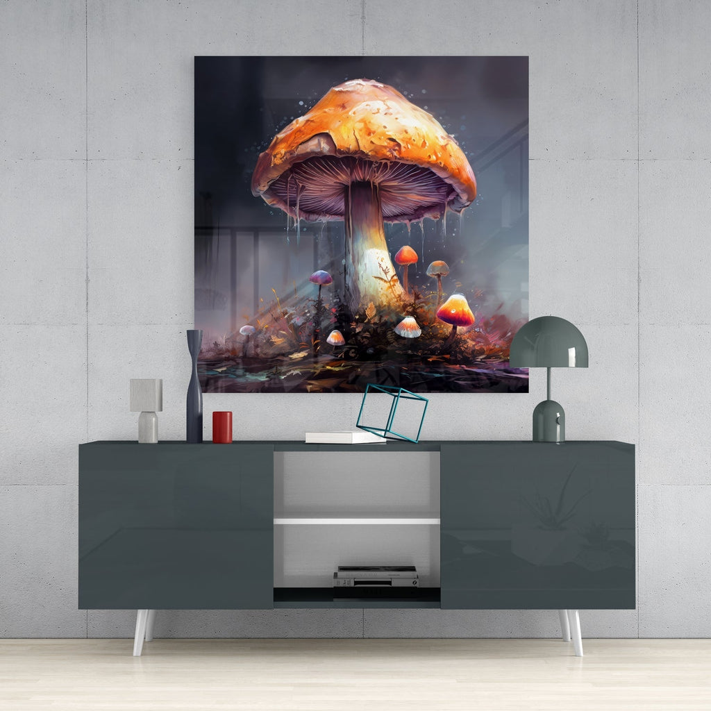 Mushroom Glass Wall Art|| Designer's Collection